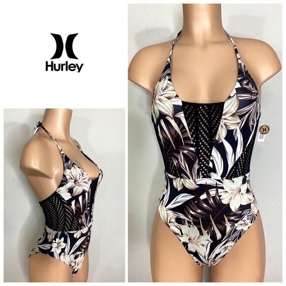 New. Hurley lily floral swimsuit with netting. Small. $99 - Picture 1 of 6